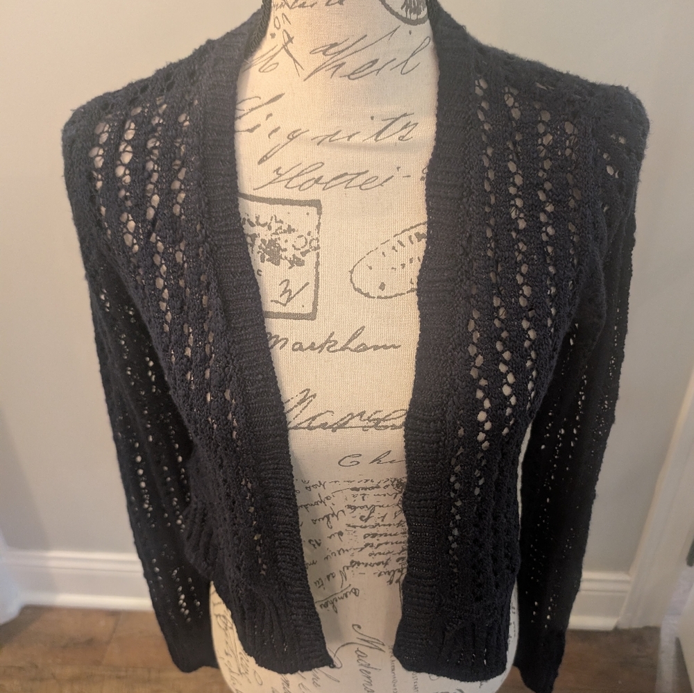 LC Lauren Conrad Ruffle Cardigan X-Small Navy Blue